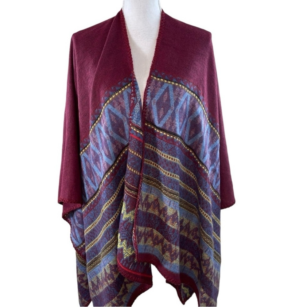 Shawl Wrap Open Front Poncho Cape Multicolor NWT